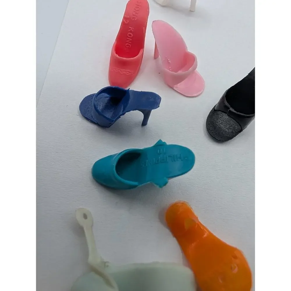 Vintage Doll Shoes Lot Barbie Size Mixed Styles Colors Boots Heels Flats